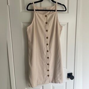 LOFT Cream Button-Front Mini Dress